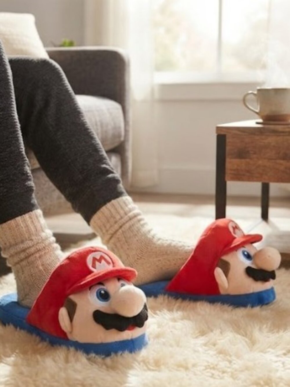 Mario Plush Slippers Unisex Teen Adult Super Mario Cosplay up to 11" long